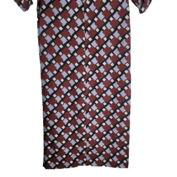 Zara Geometric Print Long Sleeve Midi Dress Modern Graphic Pattern Chic Fall - Picture 7 of 11